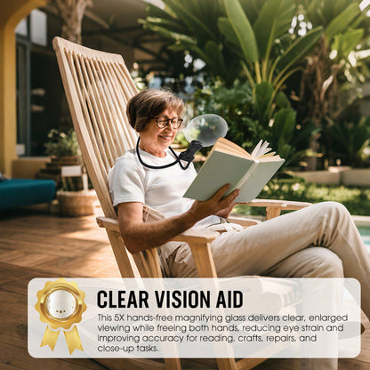 Magnifying Glasses Hands-Free Flexible Neckband 5X & 10X