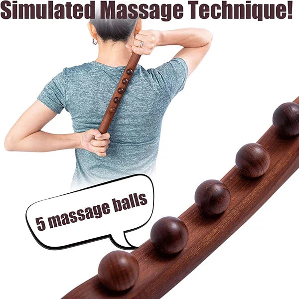 Massage Stick Beech Wood Five Rollers Lymphatic Drainage