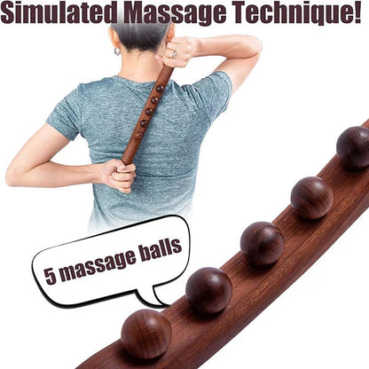 Massage Stick Beech Wood Five Rollers Lymphatic Drainage