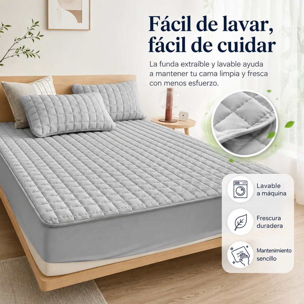 Mattress Protector Water-Resistant Quilted Breathable Machine-Washable