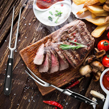 Meat Fork Stainless Steel Head & Ergonomic Wooden Handle