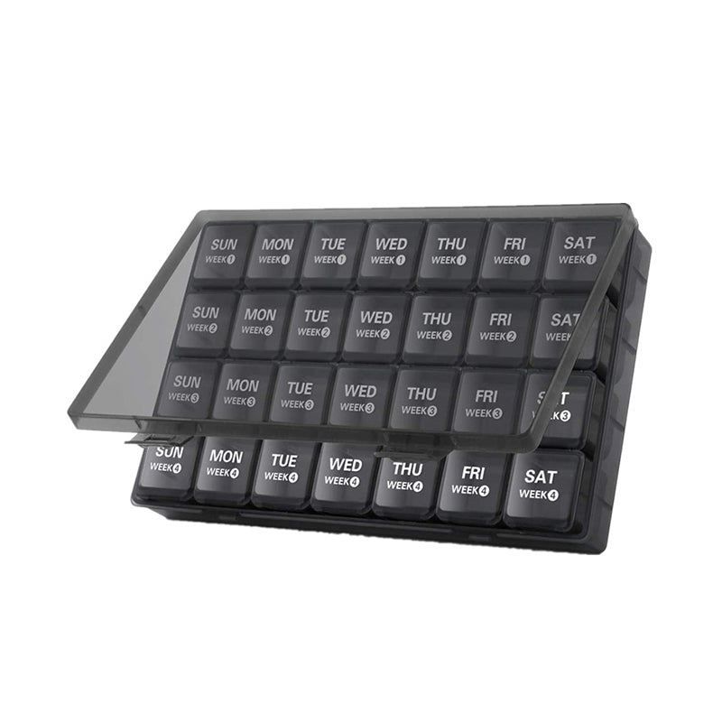 Medication Organizer 28-Compartment Moisture-Resistant & Snap-Tight Lids