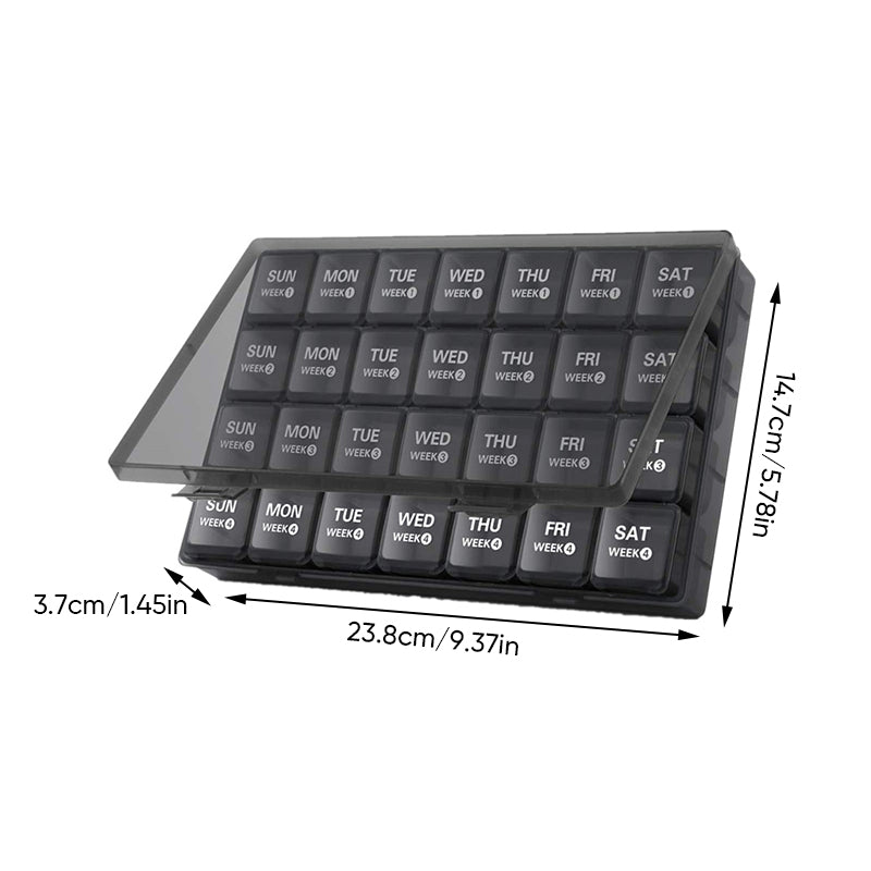 Medication Organizer 28-Compartment Moisture-Resistant & Snap-Tight Lids