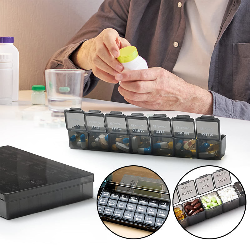 Medication Organizer 28-Compartment Moisture-Resistant & Snap-Tight Lids
