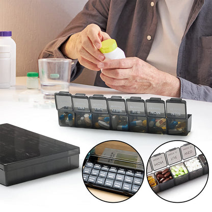 Medication Organizer 28-Compartment Moisture-Resistant & Snap-Tight Lids
