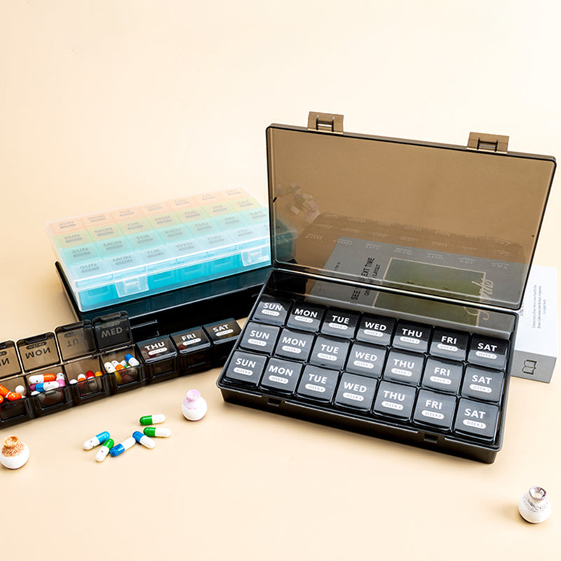 Medication Organizer 28-Compartment Moisture-Resistant & Snap-Tight Lids