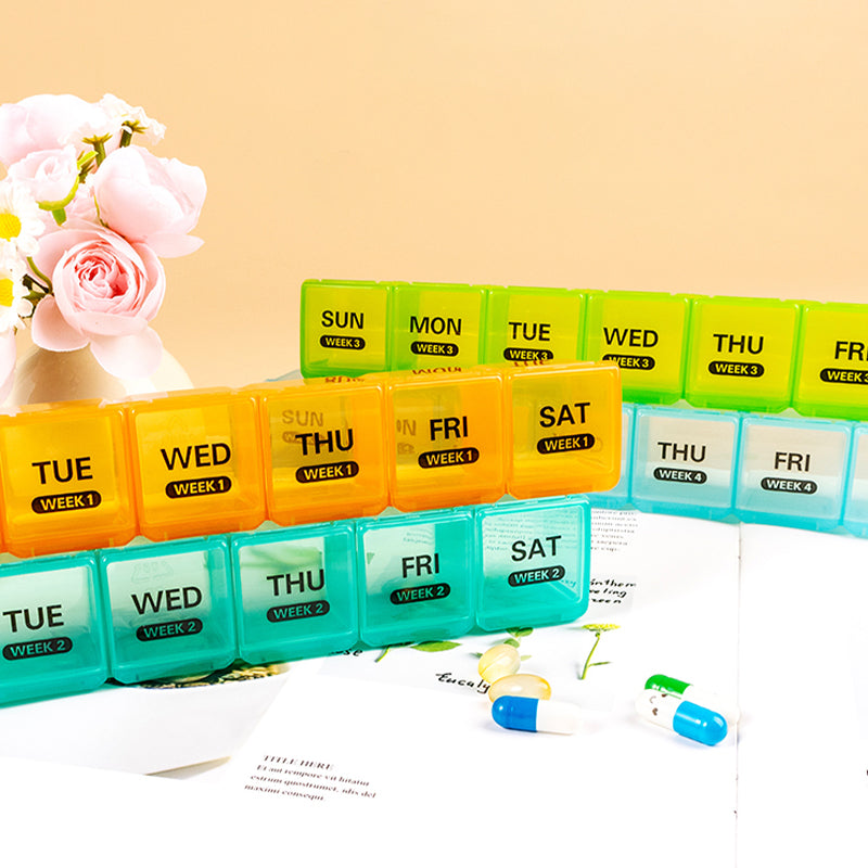 Medication Organizer 28-Compartment Moisture-Resistant & Snap-Tight Lids