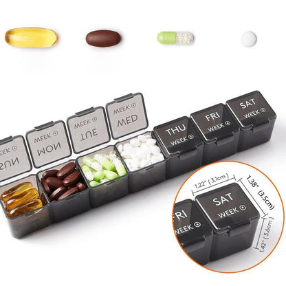 Medication Organizer 28-Compartment Moisture-Resistant & Snap-Tight Lids