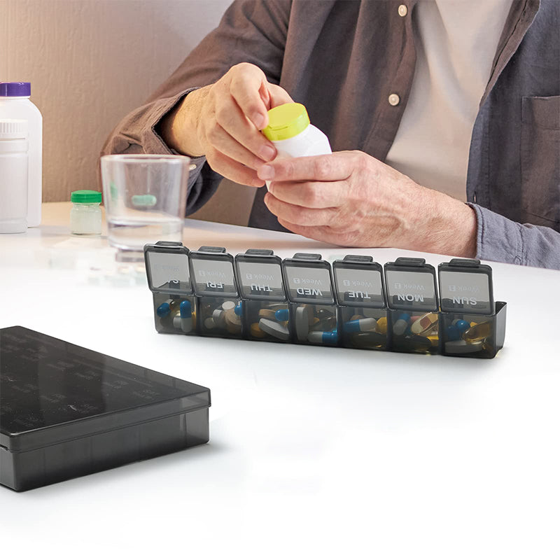 Medication Organizer 28-Compartment Moisture-Resistant & Snap-Tight Lids