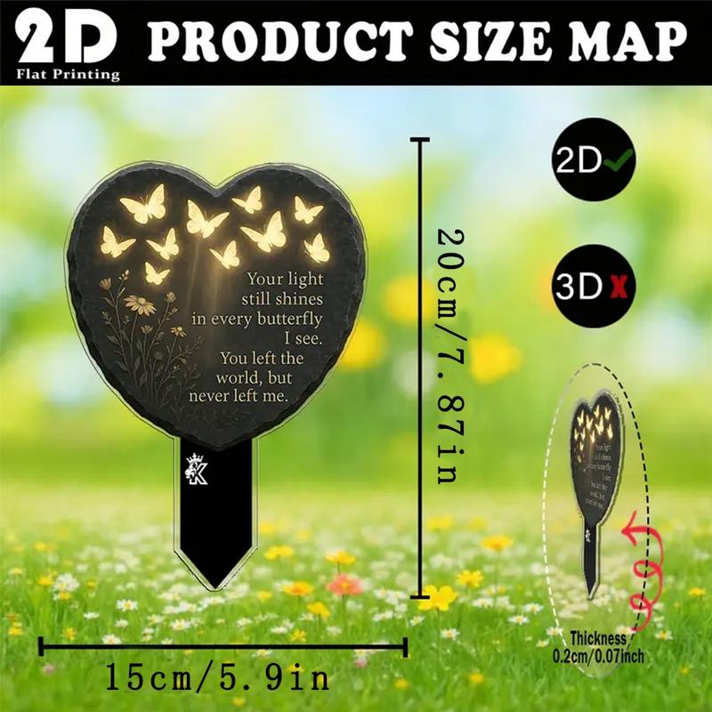 Memorial Plaque Heart Shape Warm White LED Acrylic