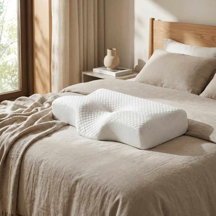 Memory Foam Pillow Ergonomic Contoured Neck Support Breathable Cover