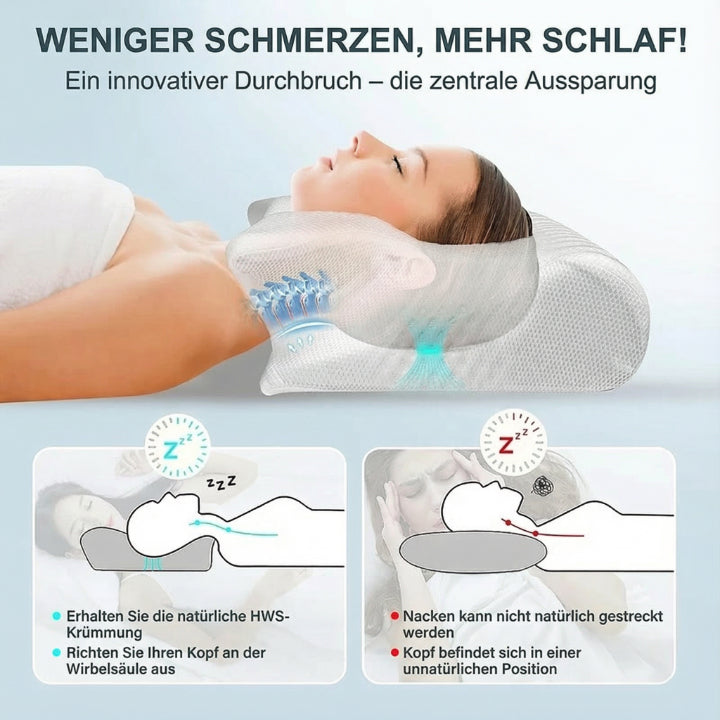 Memory Foam Pillow Ergonomic Contoured Neck Support Breathable Cover