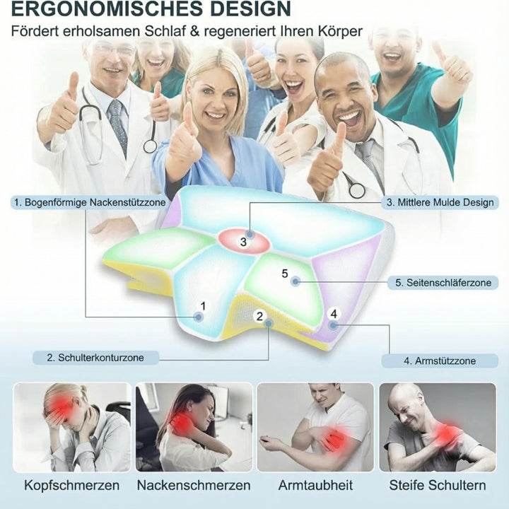Memory Foam Pillow Ergonomic Contoured Neck Support Breathable Cover