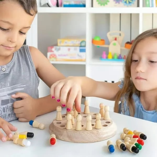 Memory Game Natural Non-Toxic Wood Color-Coded Pegs