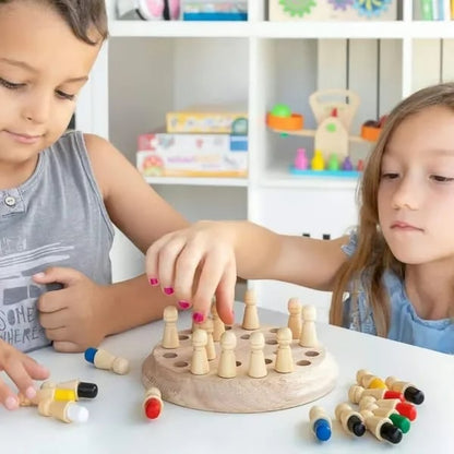 Memory Game Natural Non-Toxic Wood Color-Coded Pegs