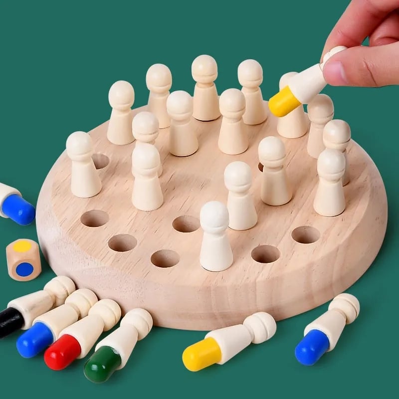 Memory Game Natural Non-Toxic Wood Color-Coded Pegs
