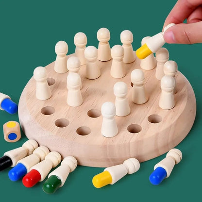 Memory Game Natural Non-Toxic Wood Color-Coded Pegs