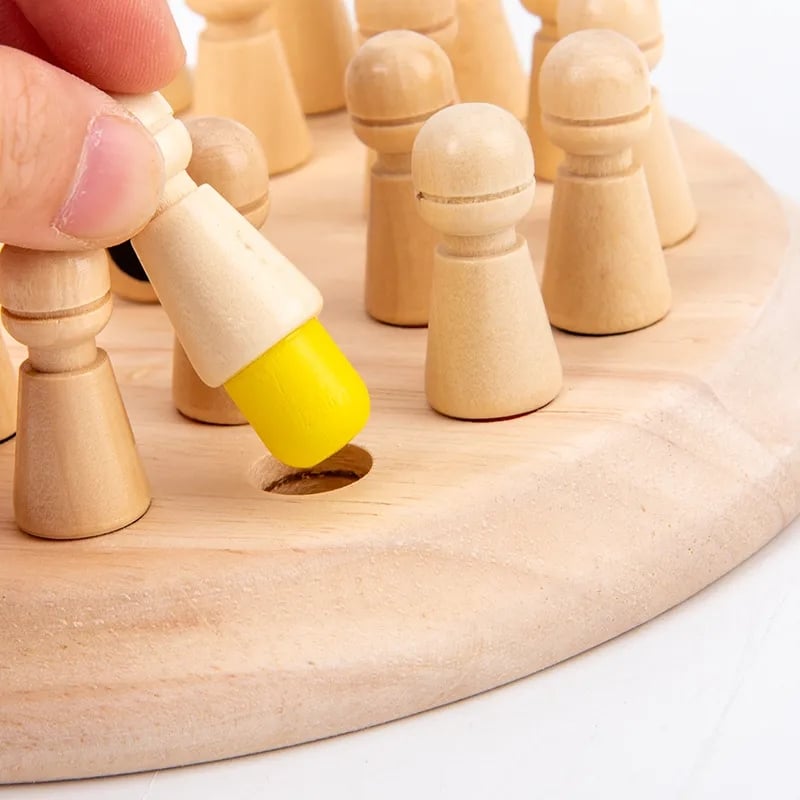 Memory Game Natural Non-Toxic Wood Color-Coded Pegs