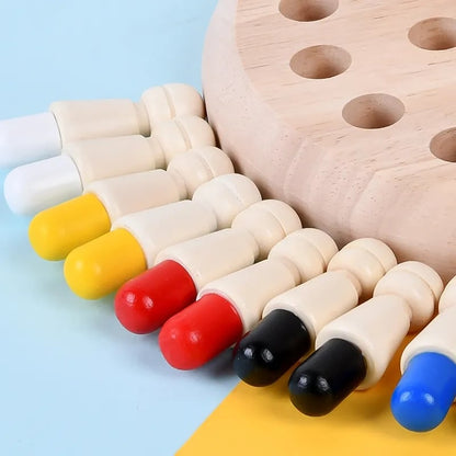 Memory Game Natural Non-Toxic Wood Color-Coded Pegs