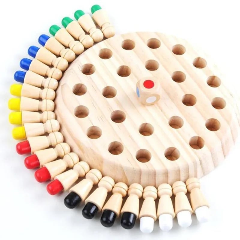 Memory Game Natural Non-Toxic Wood Color-Coded Pegs