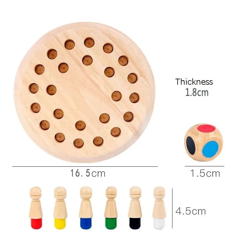 Memory Game Natural Non-Toxic Wood Color-Coded Pegs