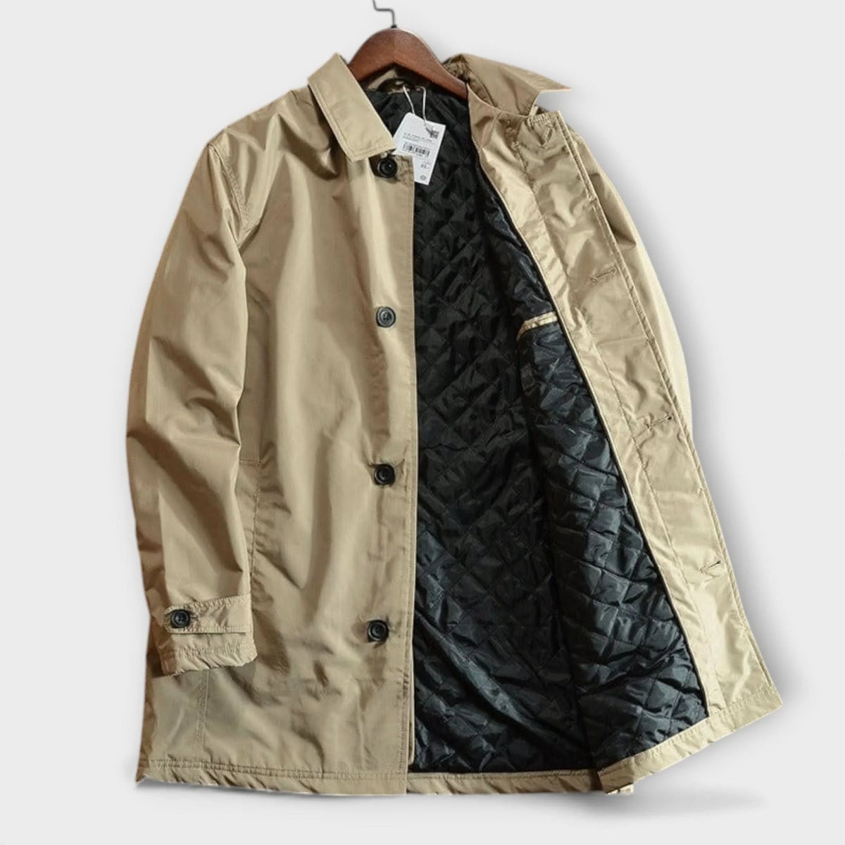 Men’s Coat Mid-Length Button-Front Two Side Pockets