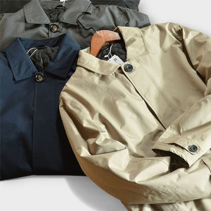 Men’s Coat Mid-Length Button-Front Two Side Pockets