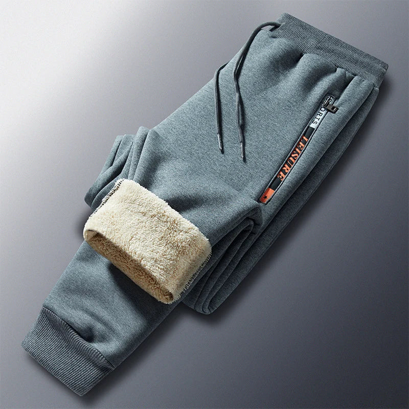 Men’s Joggers Teddy Fleece Lined Zip Pockets