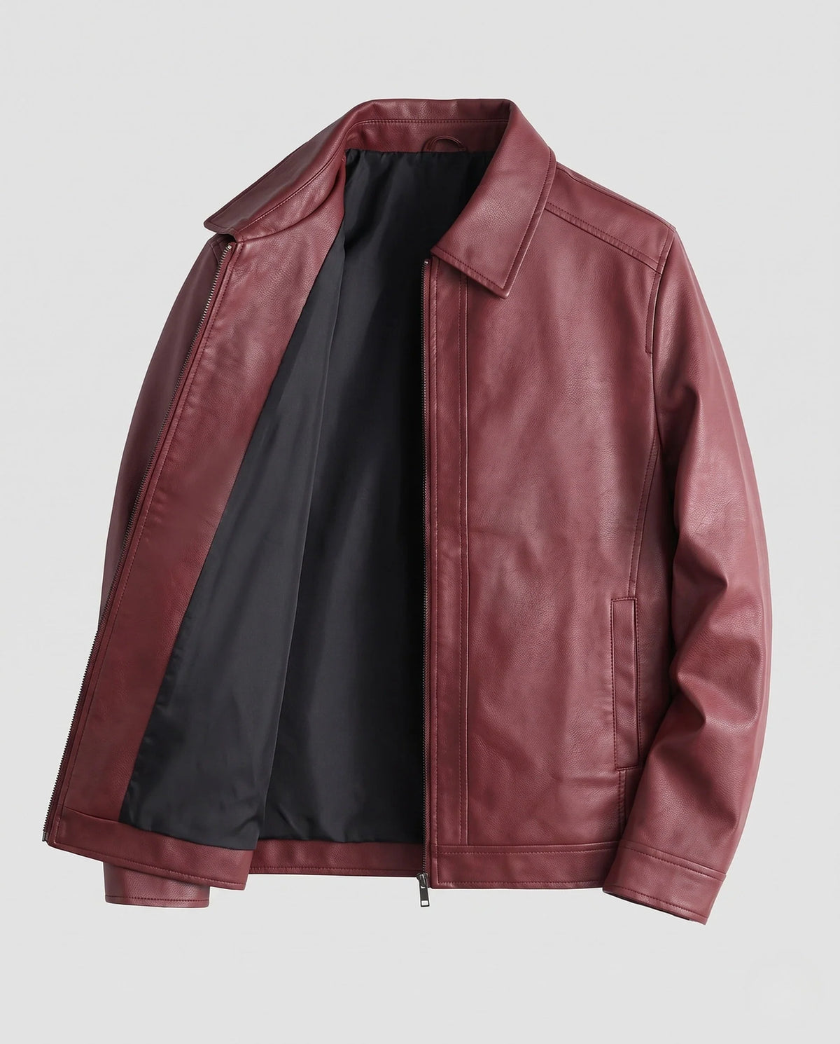Men's Leather Jacket Functional Pockets Modern Fit