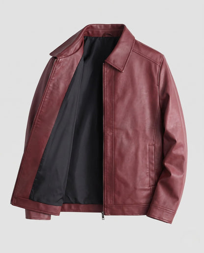 Men's Leather Jacket Functional Pockets Modern Fit