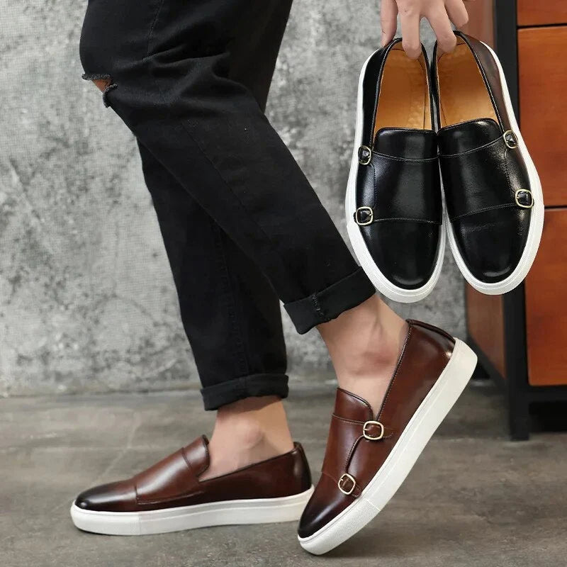 Men's Monk Strap Loafers Lightweight Cushioned Sole