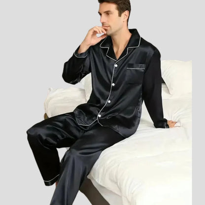 Men's Pajama Set Soft Feel Contrast Trim Drawstring Waist