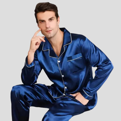 Men's Pajama Set Soft Feel Contrast Trim Drawstring Waist