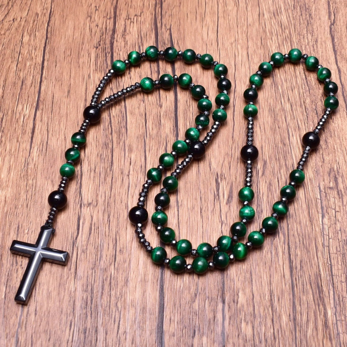 Men's Rosary Necklace with Lapis Lazuli and Tiger Eye – Orion Design