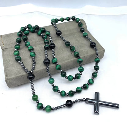 Men's Rosary Necklace with Lapis Lazuli and Tiger Eye – Orion Design