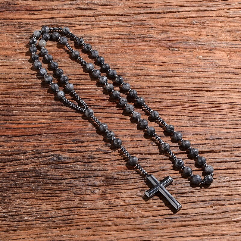 Men's Rosary Necklace with Lapis Lazuli and Tiger Eye – Orion Design
