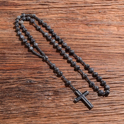 Men's Rosary Necklace with Lapis Lazuli and Tiger Eye – Orion Design