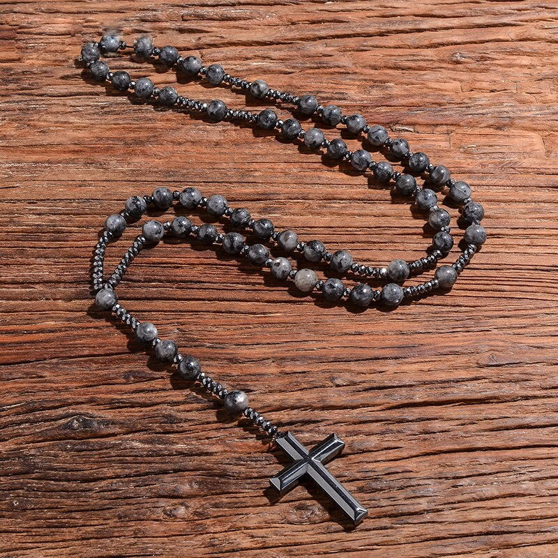 Men's Rosary Necklace with Lapis Lazuli and Tiger Eye – Orion Design