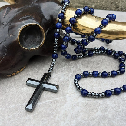 Men's Rosary Necklace with Lapis Lazuli and Tiger Eye – Orion Design