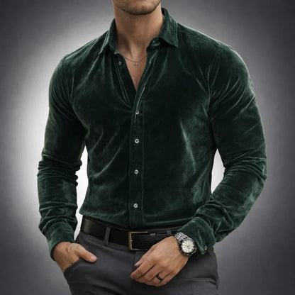 Men’s Shirt Velvet Slim Fit Point Collar
