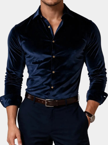 Men’s Shirt Velvet Slim Fit Point Collar