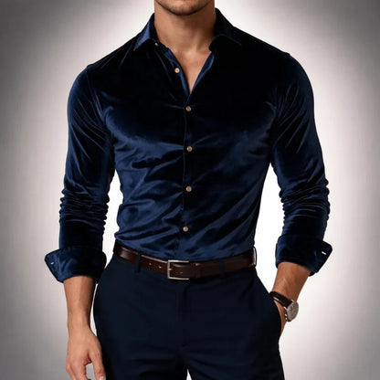 Men’s Shirt Velvet Slim Fit Point Collar