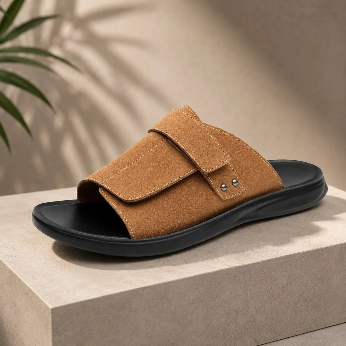 Men's Slide Sandals Adjustable Strap & Cushioned Sole