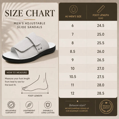 Men's Slide Sandals Adjustable Strap & Cushioned Sole