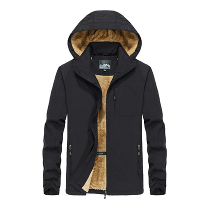 Men’s Softshell Jacket Windproof Teddy Fleece Lined Hooded