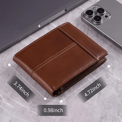 Men’s Wallet Genuine Leather Slim Fold RFID-Blocking 10 Card Slots