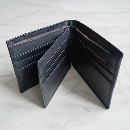 Men’s Wallet Genuine Leather Slim Fold RFID-Blocking 10 Card Slots