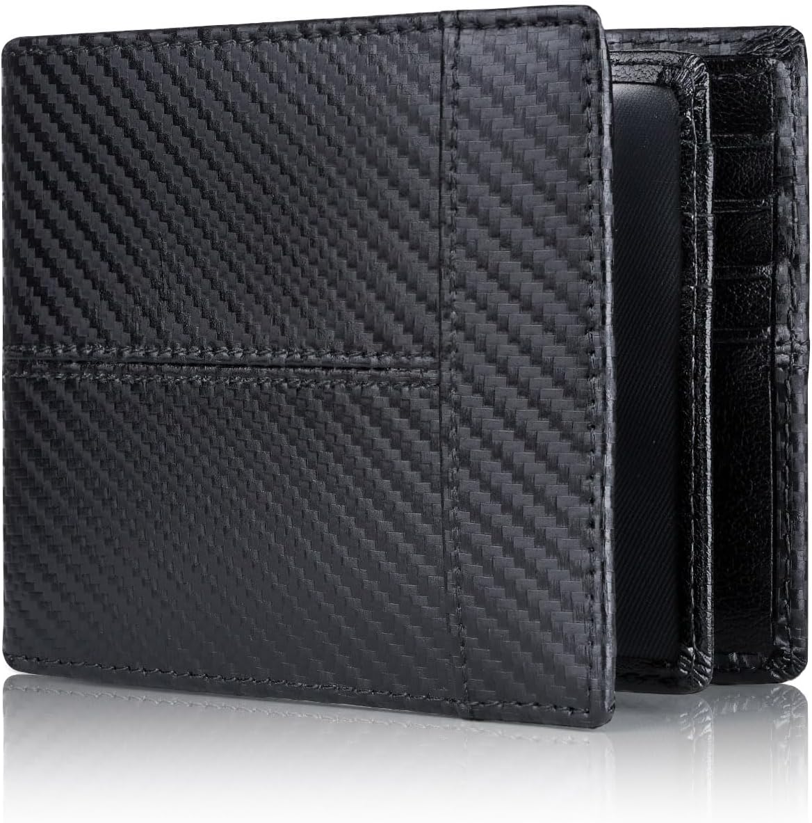 Men’s Wallet Genuine Leather Slim Fold RFID-Blocking 10 Card Slots