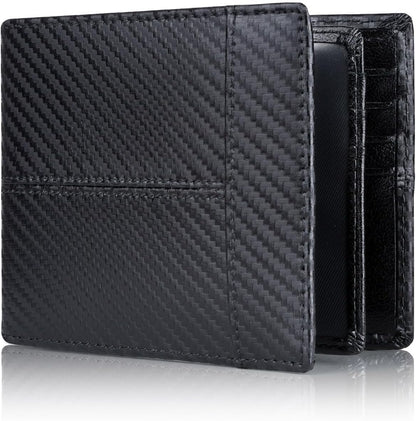 Men’s Wallet Genuine Leather Slim Fold RFID-Blocking 10 Card Slots