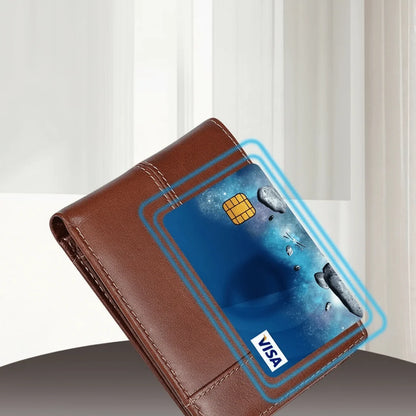 Men’s Wallet Genuine Leather Slim Fold RFID-Blocking 10 Card Slots
